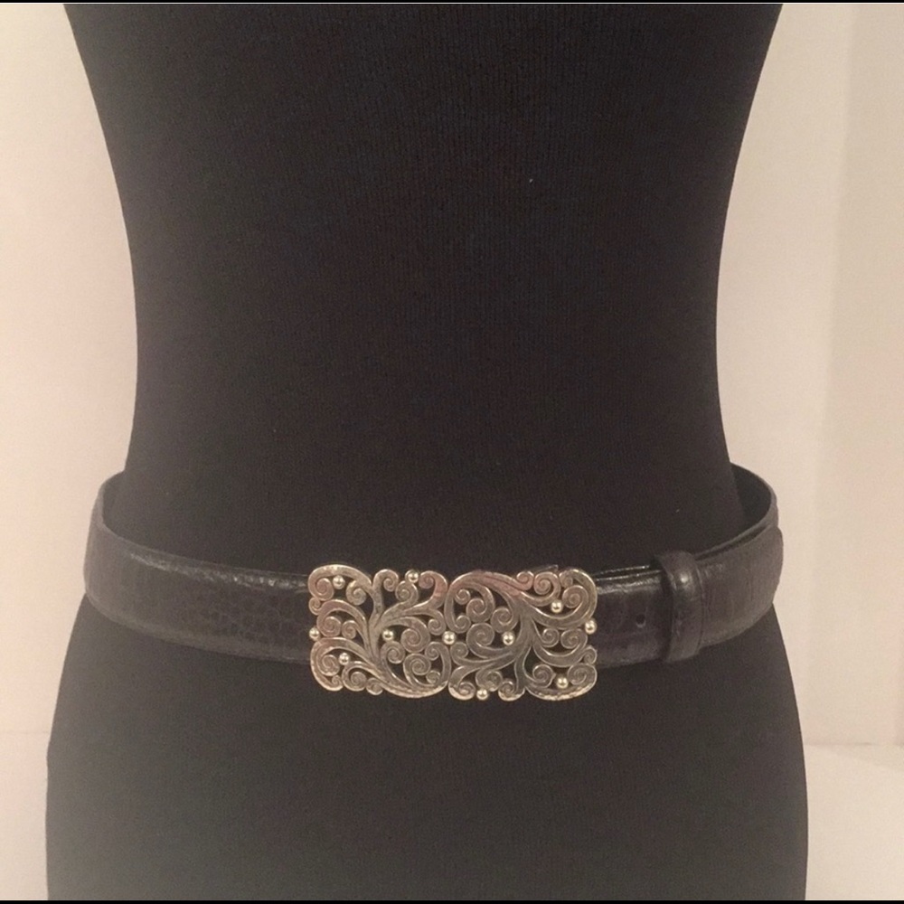 Brighton Black Reptile Print Belt Size 34